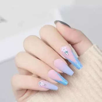 Гелевые накладные ногти с плоской головкой, накладные ногти, носимые накладные ногти, полное покрытие, искусственный френч