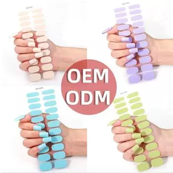 Гелевые наклейки для маникюра, не требующие запекания, однотонные полуотвержденные наклейки для ногтей BSA-0061