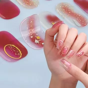 Гелевые наклейки для маникюра полуотвержденные наклейки для ногтей 3D горячее тиснение освещение водостойкие наклейки для нейл-арта BSG-0394