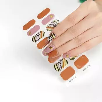 Гелевые наклейки для маникюра водостойкие текстурные дизайны полупрозрачные конфетные многоцветные полузастывающие наклейки для ногтей