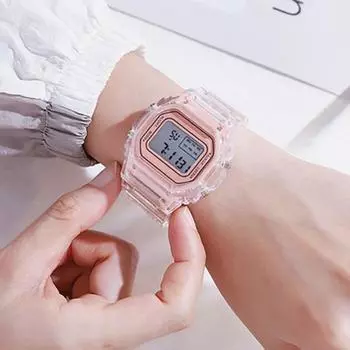 Гелевые прозрачные желейные квадратные пастельные водонепроницаемые цифровые электронные наручные часы W-01