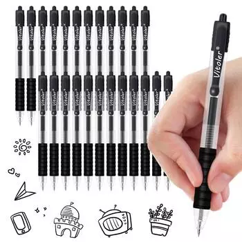 Гелевые ручки, 24 шт., выдвижные ручки среднего размера, 0,7 мм