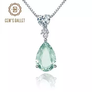 Gem S Ballet Стерлингового Серебра 925 Зеленый Аметист Капли Воды Ожерелье Дизайн Ювелирных Изделий Модные Обручальные Ожерелья Для Женщин Свадьба