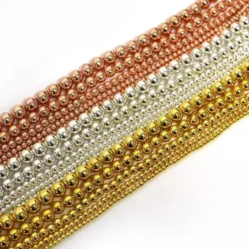 Гематитовые бусины из натурального камня, свободные бусины для изготовления ювелирных изделий, шариковые браслеты, аксессуары «сделай сам» 4mm 100pcs золотой