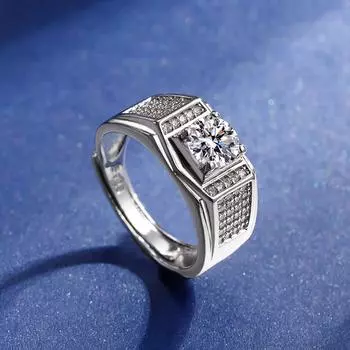 GemChic мужское кольцо изысканное мужское с вставкой из муассанита и циркония свадебное кольцо-открытие регулируемое на день рождения рождественское ювелирное украшение подарок -