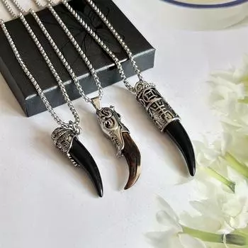 GemChic унисекс новый персонализированный властный волчий зуб сплав кулон ожерелье крутая винтажная цепочка на день рождения рождественский подарок ювелирные изделия