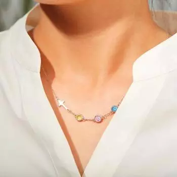 GemChic Женское ожерелье с подвеской крестик ожерелье цветной циркон мода высококачественная цепочка на воротниковую кость подарок на день рождения Рождество ювелирные изделия