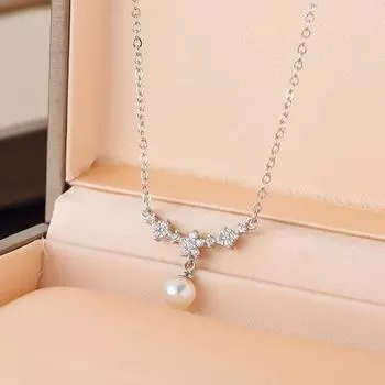 GemChic женское ожерелье с подвеской, жемчужное ожерелье, инкрустированное цирконом, высококачественная цепочка с воротником, аксессуары, ювелирные изделия на день рождения, Рождество, подарок