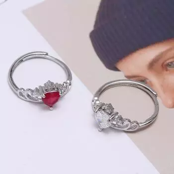 Женское кольцо GemChic, изысканное кольцо в форме сердца, регулируемое, с вставкой из циркония, классическое, модное, на день рождения, на Рождество, в подарок -