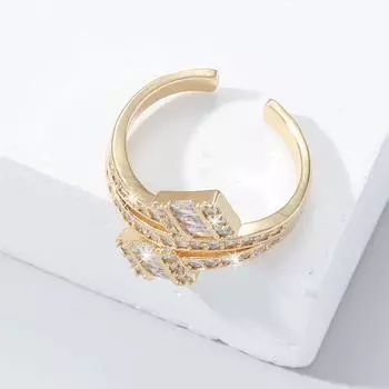 Кольцо GemChic для женщин, изысканное, персонализированное, набор фей, блестящее кольцо с цирконием, открывающееся, регулируемое, ювелирное украшение на день рождения, рождественское украшение, подарок - золотой