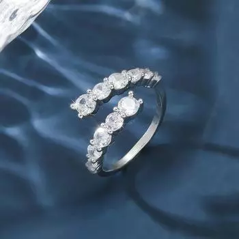 GemChic Women s Ring Exquisite Sparkling Embed Zircon Ring Sweet Opening Adjustable Ring High Quality Birthday Christmas Jewelry Gift - серебряный