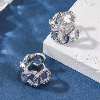 GemChic Women s Ring Light Luxury Geometric Irregular Earrings Sweet Embed Zircon Ear Stud Needle Earrings Fashion Birthday Christmas Jewelry Gift серебряный