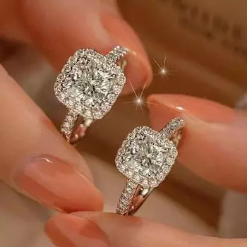 GemChic женские кольца модные изысканные квадратные серебряные кольца с открывающимся кольцом универсальные кольца с цирконом на день рождения, Рождество, ювелирные изделия, подарок серебряный