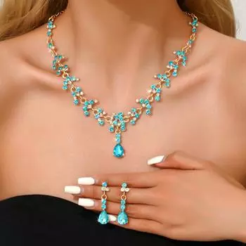 GemChic женские новые изысканные переплетенные кристаллы стразы капли сверкающий кулон ожерелье серьги комплект из двух частей день рождения рождество ювелирные изделия подарок