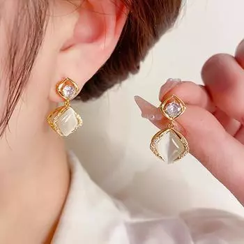 GemChic женские новые изысканные серьги-капли кошачий глаз со стразами простые серьги-гвоздики на день рождения рождественский подарок на день рождения
