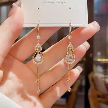 GemChic женские новые изысканные винтажные серьги-крючки с бахромой из циркона и каплями воды, модные украшения на день рождения, рождество, подарок