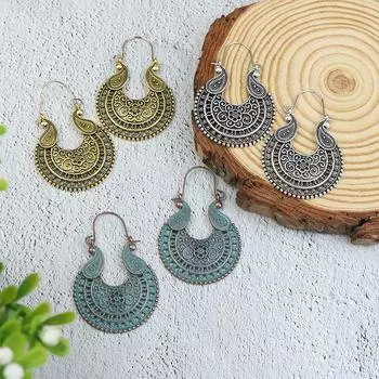 GemChic женские новые винтажные геометрические полые цветочные серьги из сплава этнические модные серьги-крючки на день рождения рождественский подарок на день рождения