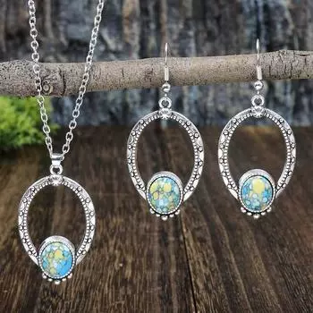 GemChic женские новые винтажные классические полые хрустальные капли ожерелье серьги комплект из двух предметов этнический подарок на день рождения Рождество ювелирные изделия