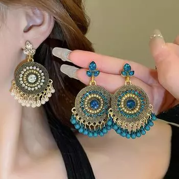 GemChic женские новые винтажные красочные серьги-гвоздики с бахромой из горного хрусталя и каплями воды в этническом стиле на день рождения, подарок на Рождество