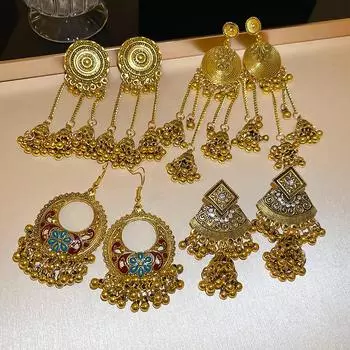 GemChic женские новые винтажные полые круглые серьги с кисточками и бахромой, этнические модные серьги-гвоздики, подарок на день рождения, Рождество