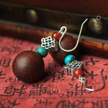 GemChic женские новые винтажные серьги из сплава агата и сандалового дерева высокого качества, этнические модные серьги-крючки, подарок на день рождения, Рождество, ювелирные изделия