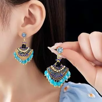 GemChic женские новые винтажные серьги-подвески со стразами, этнические модные серьги-гвоздики, подарок на день рождения, Рождество