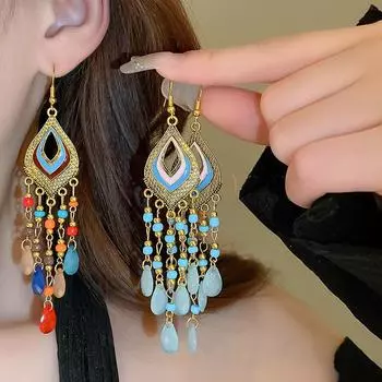 GemChic женские новые винтажные серьги с каплями воды и кристаллами, этнические модные серьги-крючки, подарок на день рождения, Рождество