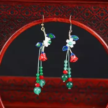 GemChic женские новые винтажные серьги с длинными кисточками и бахромой в виде листьев розы, этнические модные серьги-крючки, подарок на день рождения, Рождество