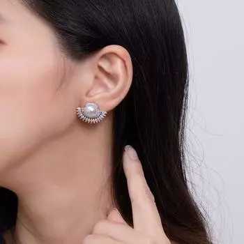 GemChic женские серьги-гвоздики, модные серьги-гвоздики с зубчатым жемчугом, изысканные серьги с цирконом, ювелирные изделия на день рождения, Рождество, подарок