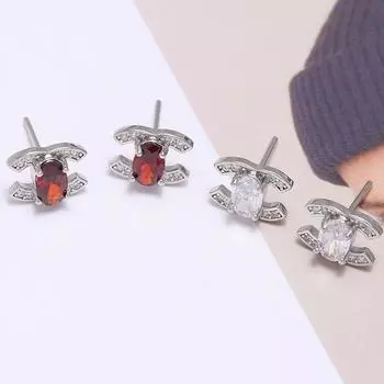 GemChic женские серьги-гвоздики с двойной буквой C, модные серьги Superflash с цирконием, ювелирные изделия на день рождения, Рождество, подарок