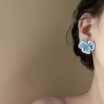 GemChic женские серьги-гвоздики с иглами, синим цветком, милые изысканные серьги, модные легкие роскошные серьги, ювелирные изделия на день рождения, Рождество, подарок