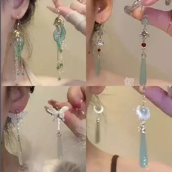 GemChic женские серьги-гвоздики в китайском стиле, длинные серьги с кисточками, модные изысканные серьги-капли, ювелирные изделия на день рождения, Рождество, подарок