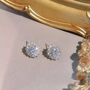 GemChic женские серьги изысканные милые вставки циркон овальные серьги-гвоздики для ушей серьги-гвоздики на день рождения, Рождество, ювелирные изделия, подарок