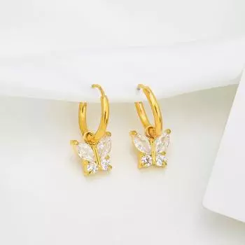 GemChic женские серьги модные изысканные серьги-гвоздики с цирконием и бабочкой милые крутые серьги на день рождения, Рождество, ювелирные изделия, подарок
