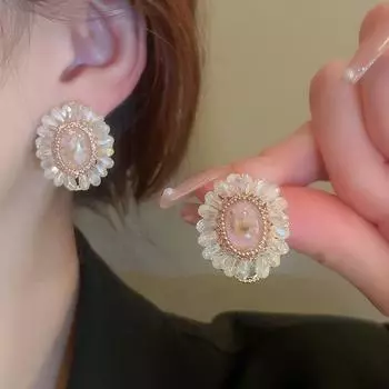 GemChic женские серьги с имитацией драгоценного камня и кристаллами, серьги с цветочным принтом, индивидуальные серьги-гвоздики с иголками, серьги-гвоздики на день рождения, Рождество, ювелирные изделия, подарок