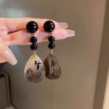 GemChic женские серьги в китайском стиле, серьги-гвоздики с иглами и масляными листьями, модные простые серьги-гвоздики на день рождения, Рождество, подарок