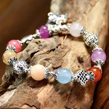 GemChic женский этнический цветной агатовый кристалл слон кулон сплав цветок бусины браслет классический ретро день рождения рождественский подарок ювелирные изделия