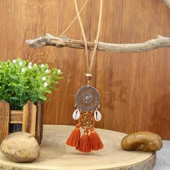 GemChic Женский Новый Винтаж Круглый Сплав Сетка Бахрома Ракушка Кулон Длинное Ожерелье Этническая Цепочка Модный День Рождения Рождественский Ювелирный Подарок