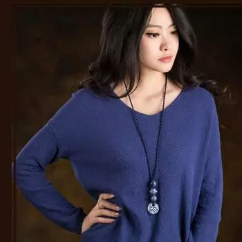 GemChic Женский Новый Винтажный Синий И Белый Фарфор Керамический Кулон Длинное Ожерелье Классическая Этническая Цепочка Модный День Рождения Рождественский Ювелирный Подарок