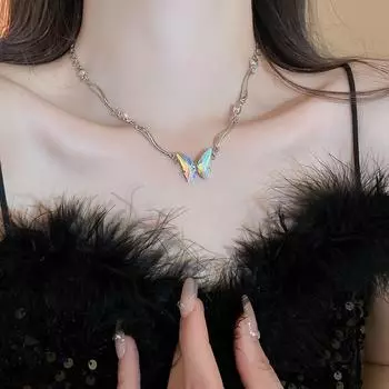 GemChic женское изысканное ожерелье с подвеской в виде бабочки из магического цвета с вставкой из циркония, сладкий подарок на день рождения, Рождество