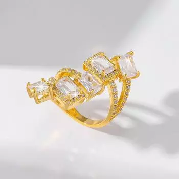 GemChic женское кольцо индивидуальное геометрическое нерегулярное кольцо с цирконием женское регулируемое кольцо с регулируемым отверстием на день рождения, Рождество, ювелирное изделие, подарок