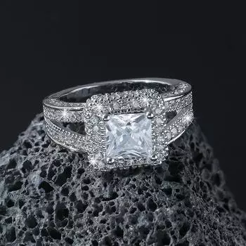 GemChic женское кольцо модное классическое квадратное кольцо с цирконом, регулируемое кольцо в стиле ретро, крутое кольцо на день рождения, Рождество, ювелирное изделие, подарок серебряный