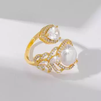 GemChic женское кольцо с индивидуальным геометрическим жемчугом, регулируемое кольцо, модное легкое роскошное кольцо на указательный палец, ювелирное изделие на день рождения, Рождество, подарок