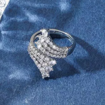 GemChic женское кольцо со сверкающим геометрическим узором, кольцо с цирконием неправильной формы, женское кольцо с регулируемым указательным пальцем, ювелирное изделие на день рождения, Рождество, подарок серебряный