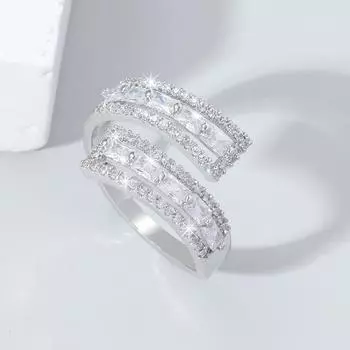 GemChic женское кольцо со сверкающим светом, роскошное кольцо с цирконом, модное регулируемое кольцо с отверстием, ювелирное изделие на день рождения, Рождество, подарок - серебряный