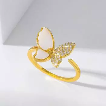 GemChic женское кольцо сверкающая фея милая вставка циркон бабочка регулируемое кольцо на указательный палец девушка день рождения рождественские украшения подарок