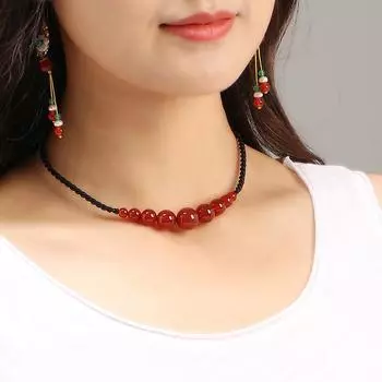 GemChic женское новое этническое простое агатовое ожерелье на ключицу винтажная регулируемая цепочка мода на день рождения рождественский подарок на ювелирные изделия