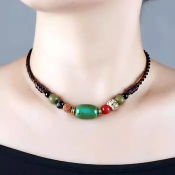 GemChic женское новое этническое ручное вязание бирюзовые бусины ожерелье на ключицу винтажная регулируемая цепочка мода день рождения рождественский подарок ювелирные изделия