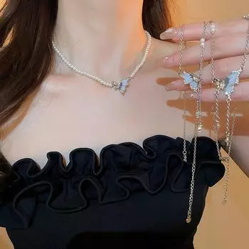 GemChic женское новое изысканное ожерелье с бабочкой и кристаллами циркония, модная сладкая цепочка на ключицу, подарок на день рождения, Рождество, ювелирные изделия