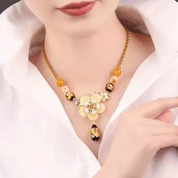 GemChic женское новое классическое этническое ожерелье с подвеской в виде цветка и лепестка, винтажная регулируемая цепочка, модное украшение на день рождения, Рождество, подарок